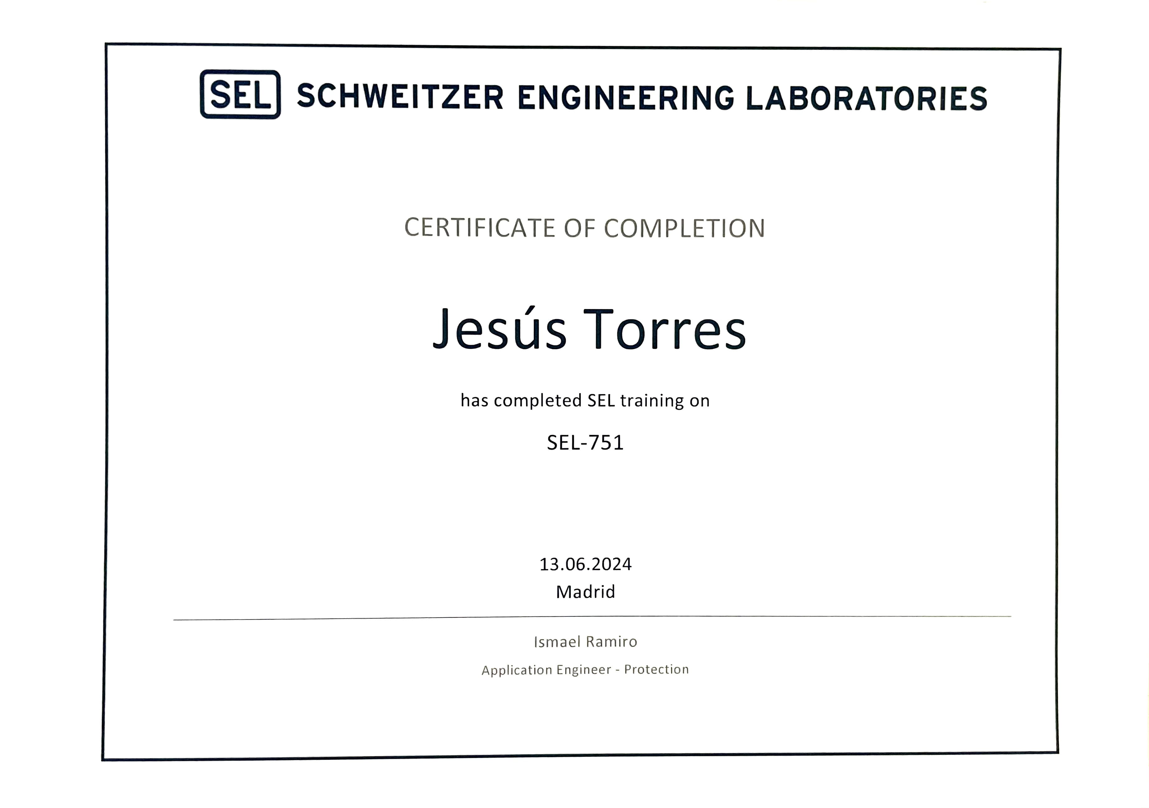 certificado relé 751 sel